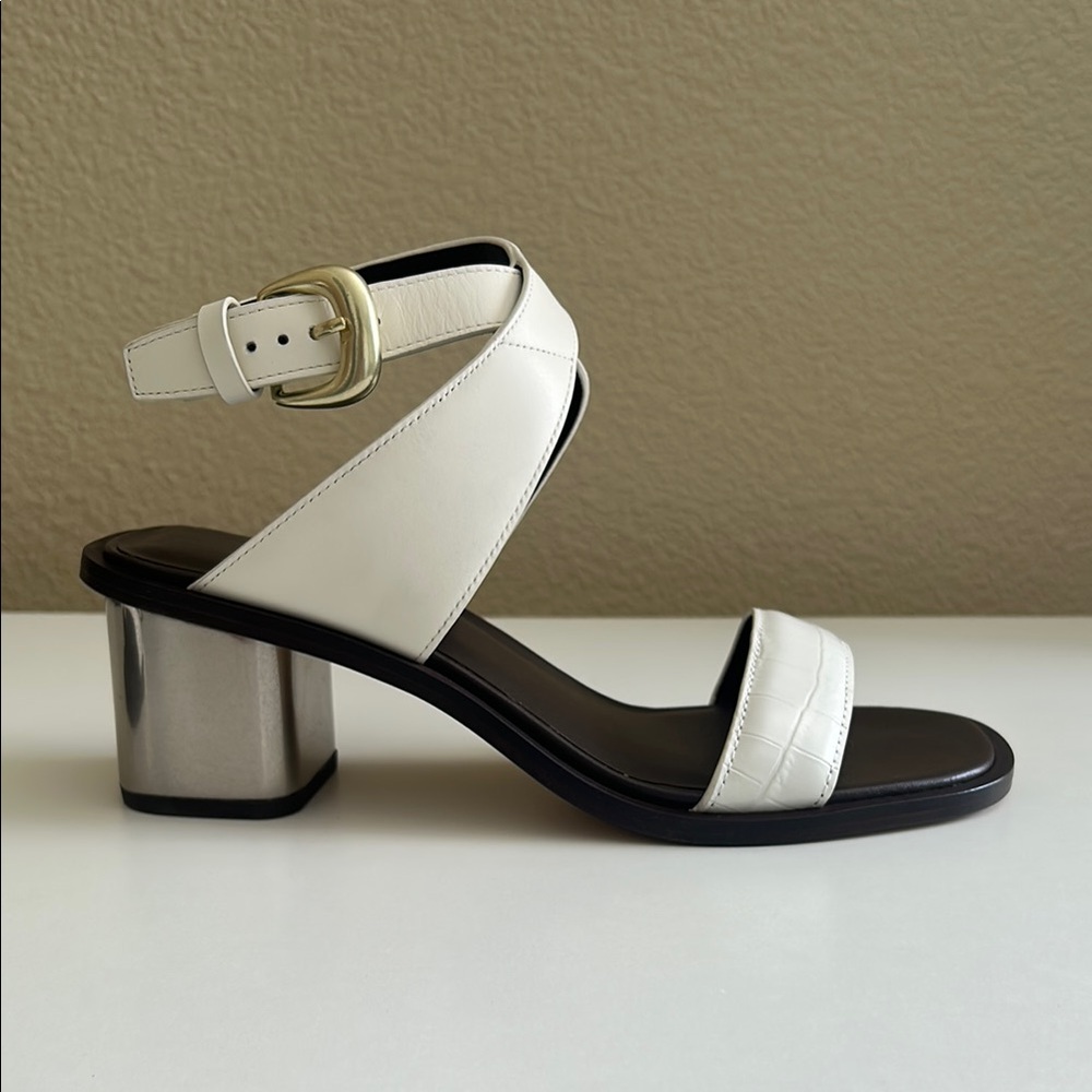 Elegant White Block Heel Sandals